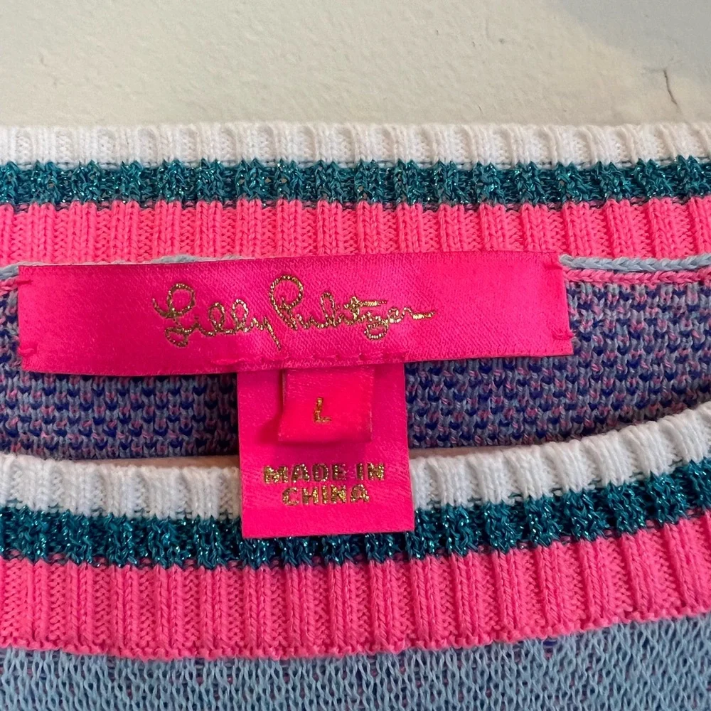 Lilly Pulitzer Pink and Blue Striped Sweater - Picture 2 of 3